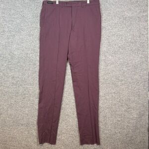 Ted Baker Jefferson Pants Mens 36 Maroon Endurance Wool Pants Unhemmed NEW